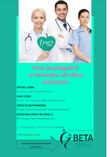 Praca dla pielęgniarki w niemieckich ośrodkach medycznych.